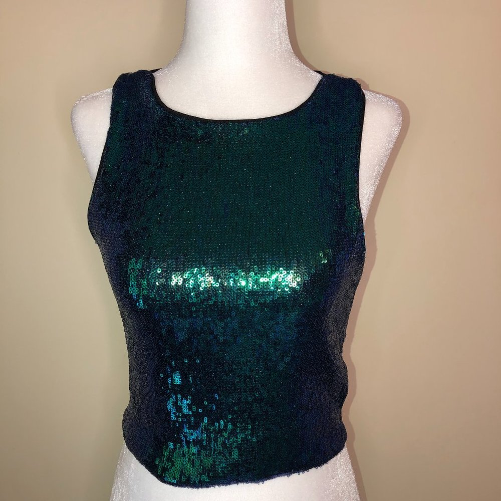 NWOT- H&M Divided Sequined Sleeveless Mermaidcore Crop Top Y2K Festival Sparkly
